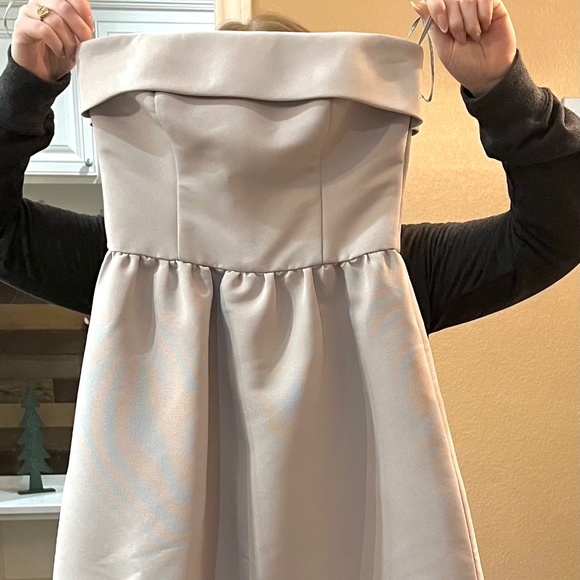 Amsale Strapless Gray Dress - Picture 3 of 4
